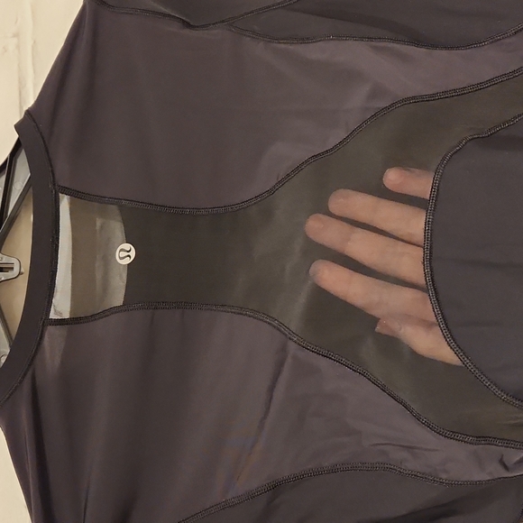 LULULEMON Long Sleeve Black Top with Sheer Details - Picture 6 of 7